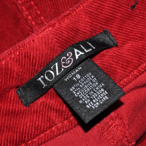 ROZ & ALI Woman Red Skinny Corduroy Pants [F5] - Picture 6 of 7